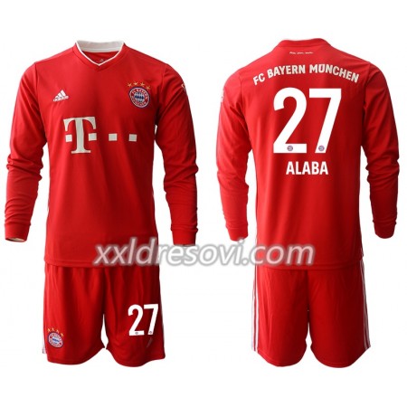 FC Bayern München David Alaba 27 Domaći Dječji Komplet Dresovi za Nogomet 2020-2021 Dugim Rukavima (+ kratke hlače)